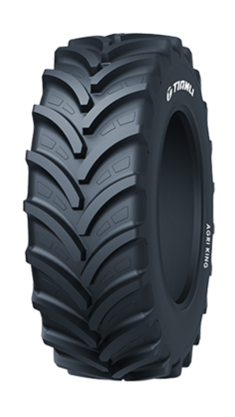 Front view of Tianli AGRI KING agricultural radial tyre with curved wedge tread pattern